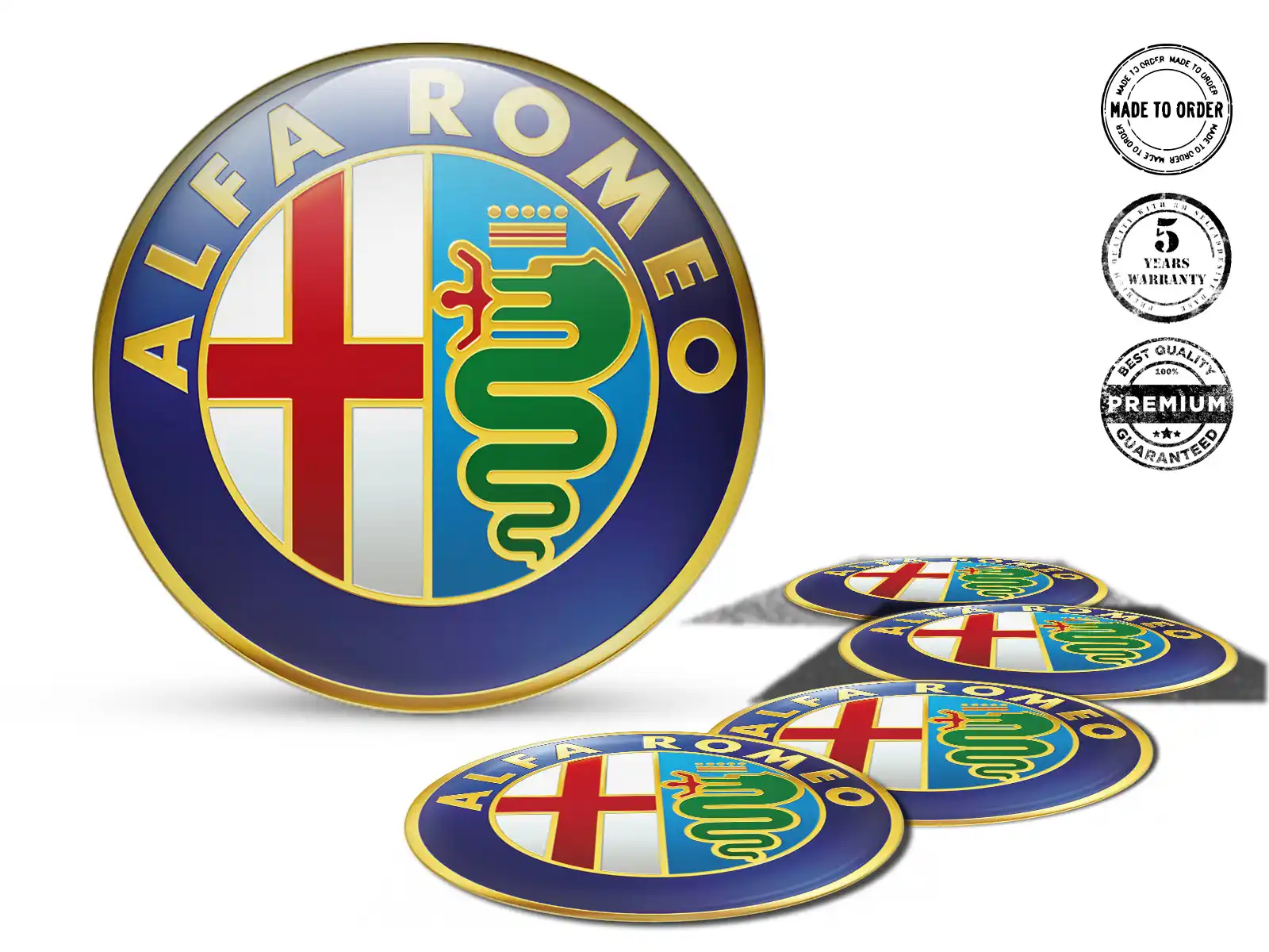 Alfa Romeo Pegatina de Rueda Logo Diseño de Resina Bombada